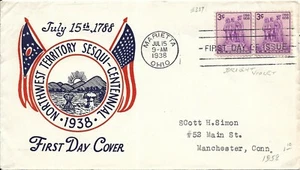 US FDC Pair SC# 837 Marietta Ohio Jul 15, 1938 Plimpton Cachet Bright Violet - Picture 1 of 2