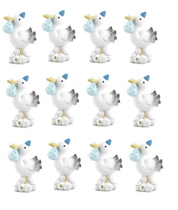 12 Stück Storch mit Bündel Babys 6,9 cm aus Harz Mandeln Bonboniere Geburt - Bild 1 von 2