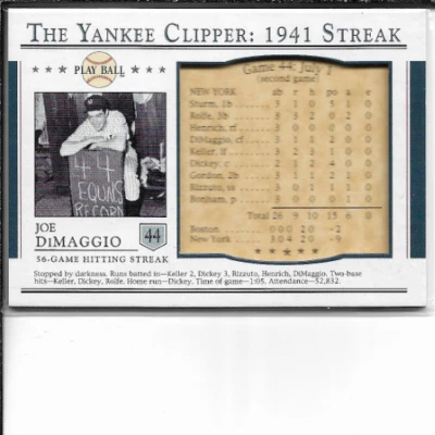 2003 Upper Deck Playball Joe DiMaggio The Yankee Clipper '41 Streak #44 Red Back - Image 1 of 2
