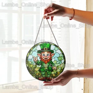 Shamrock Suncatcher Stained Glass, Suncatcher Shamrock Window Hanging Gift - Picture 1 of 1