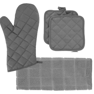 Set di asciugamani da cucina - Set di biancheria per asciugamani - Include: 1 guanto da forno, 2 porta pentole, 1 D - Foto 1 di 1