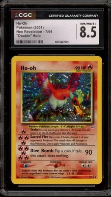 Pokemon Ho-Oh Neo Revelation Unlimited Holo Rare #7 DOUBLE HOLO ERROR CGC 8.5 - Image 1 of 2