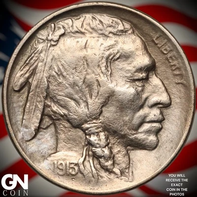 1913 P Tipo 1 Buffalo Nickel B0643 Foto 1 de 2