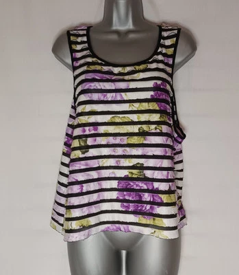 NEW LOOK Ladies ruffle vest top size 18, black, white, purple size 18 - Image 1 of 2