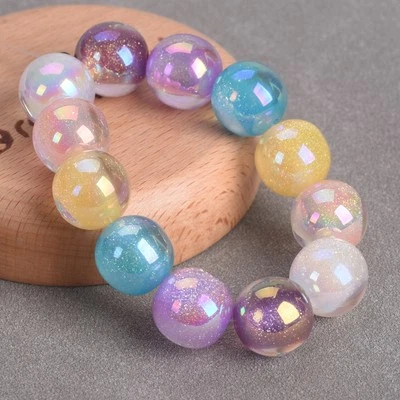10pcs Shiny Round 16mm Glossy Acrylic Plastic Loose Beads For Jewelry Making Lot - Image 1 of 3