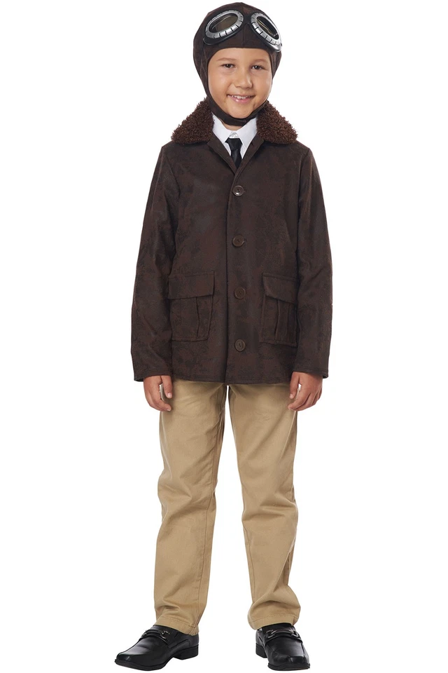 Disfraz de aviador americano para niños chaqueta con gafas capucha gorra bufanda Halloween 00477 Foto 1 de 1