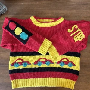 Vintage Cars Stoplight Stop Sign “Just Friends” Sweater size 4T boys RN 13711 - Picture 1 of 6