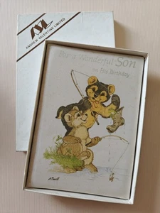 Vintage Unused 1980s Padded Greetings Birthday Card For A Wonderful Son Boxed - Picture 1 of 7