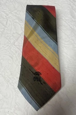 (639) Corbata Hombre Seda Condesa Mara Naranja Azul Raya Diagonal Foto 1 de 4