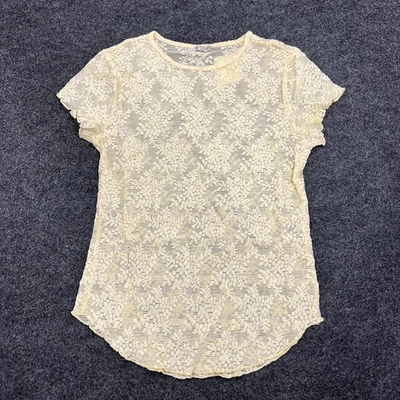 Camiseta de encaje FREE PEOPLE Ready To Go para mujer talla M mantequilla Foto 1 de 4
