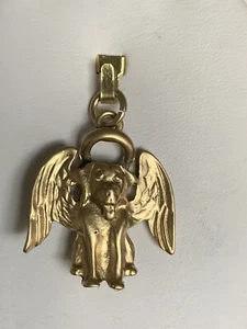 *SALE* RARE HANDCRAFTED *GOLD-TONE* PEWTER GUARDIAN ANGEL CHARM/TAG FOR DOG-NEW - Picture 1 of 9