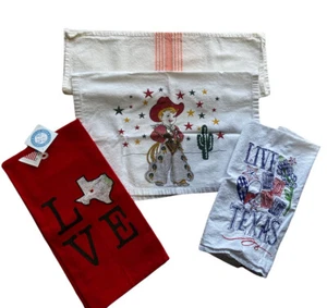 TEXAS Dish Kitchen Bar Towels, 100% Cotton - New and Retro - So cute! Vtg. - Picture 1 of 6