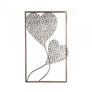 Wanddeko, Wandbild PURLEY HEART Herzen 50x30cm antik silber Metall Casablanca - Bild 1 von 4