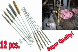 12 Round Pipe Tube Cylinder Bores Cleaning Wire Brush Set Stainless Steel Brass - Picture 1 of 4