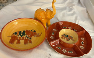 PIER 1 Divided AZTEC Platter and Pasta Serving Bowl with Elephant
