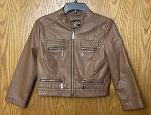 Dollhouse Moto Jacket Women's size Medium Front Zip Faux-Leather Brown - Picture 1 of 7