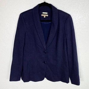 Talbots Blazer Jacket Womens 10 Blue Rayon Blend Knit in Italy Career Business - Picture 1 of 8