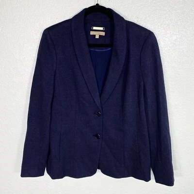 Talbots Blazer Jacket Womens 10 Blue Rayon Blend Knit in Italy Career Business - Image 1 of 4