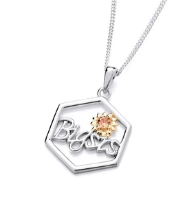 925 Sterling Silver & Yellow Gold Big Sis SISTER Pendant Necklace + 16 18 20" - Picture 1 of 11