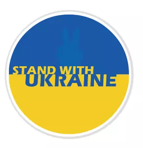 STAND WITH UKRAINE BUTTON - Ukrainian Flag, Original Brooch Pinback Button - Picture 1 of 1