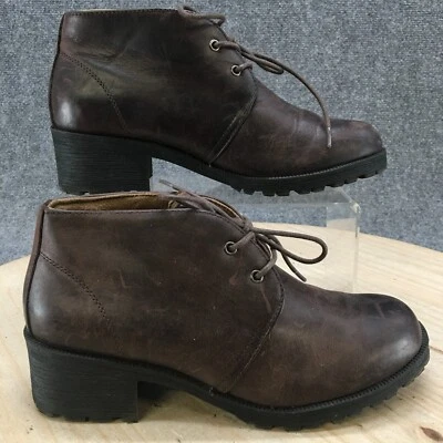 Eastland Botas Mujer 8 M Chukka Botines Cuero Marrón Punta Redonda Tacón Con Cordones Foto 1 de 4