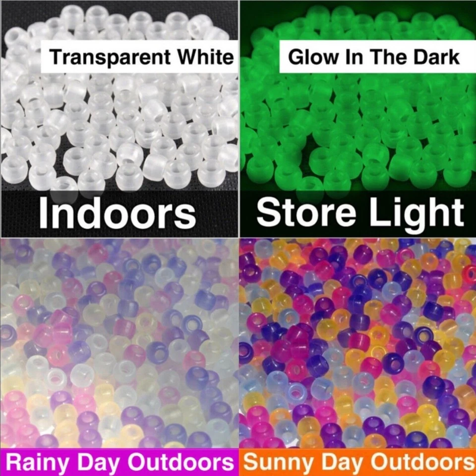 100x Colour Changing Glow in the Dark UV Magic Pony Beads - Image 1 of 4