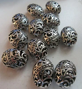 Hollow Spacer Beads 11x 17x 22 mm Craft Tibetan Silver Plated Ellipse Shaped - Picture 1 of 4