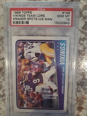 1988 Topps #146 Minnesota Vikings Team Leaders Gem Mint PSA 10 - Image 1 of 2