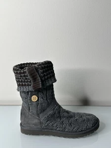 NEW Ugg Australia Gray Leland Cable Knit Button Boots 1000464 9 US 40 EUR - Picture 1 of 6