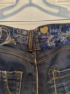 Desigual women's jeans blue embellishments size W 28 L 33 - Picture 1 of 13