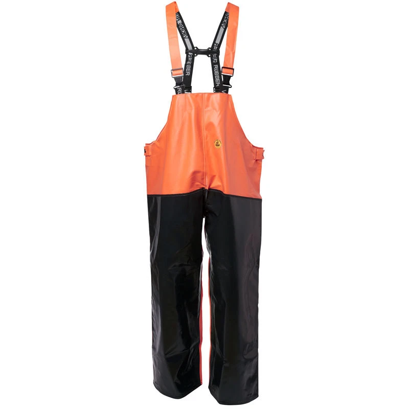 Viking Rubber Reinforced Bib & Brace Trousers Fishing Farming Waterproof Orange - Image 1 of 1