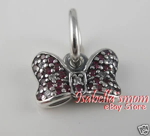 Disney MINNIE BOW Genuine PANDORA Red DANGLE Charm/Pendant 791556CZR NEW w POUCH - Picture 1 of 5