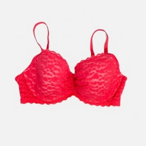 Victoria’s Secret Lightly Lined Demi Bra 38D Hot Pink Mesh Hearts Molded Sexy - Foto 1 di 8