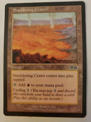 MTG Magic The Gathering Card Smoldering Crater Land Urza's Saga 1998 - Image 1 of 2