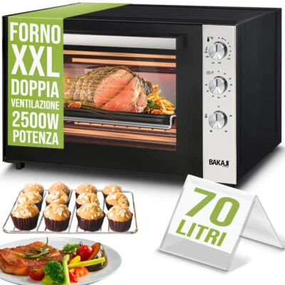 Forno Elettrico XXL 70 Litri 2500 W Fornetto Ventilato Timer e Segnale Acustico - Immagine 1 di 4