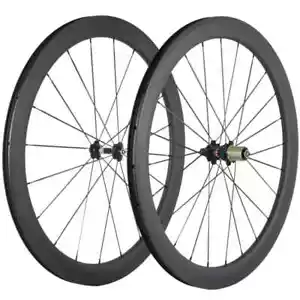 Carbon Fiber Road Bike Wheelset 50mm Depth Matte 25mm Clincher Wide U Shape - Picture 1 of 16