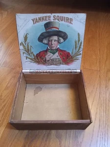Antique Yankee Squire Wood Cigar Box Patriotic Tobacco American Litho 1900 - Picture 1 of 16