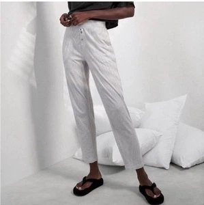 Lunya Cooldown Pima cotton pants XL White Striped NWT $138 - Picture 1 of 10
