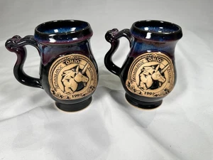 Two Ohio Renaissance Festival Pottery UNICORN Mug 1997 Marked Bottom - Renfest - Picture 1 of 11
