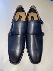 La Milano Double Buckle Leather Loafers Bob Navy/burgandy Size 13 Cap Toe - Picture 1 of 9