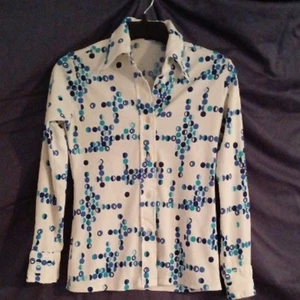 Camicia donna Funky and Fun anni 70 con bottoni aderente in polimiscela con bottoni - Foto 1 di 10