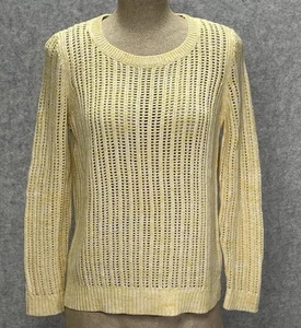 Talbots Size M Petite Yellow Crew Neck Long Sleeve Pullover Sweater 100% Cotton - Picture 1 of 5