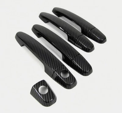 Cubiertas de manija de puerta lateral de fibra de carbono brillante embellecedores para Toyota Corolla 2003-2013 Foto 1 de 3