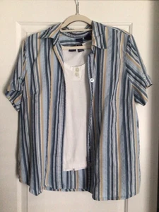 Basic Editions set size 1X Women Button Down Shirt/ tank top Two Piece Set - Picture 1 of 8