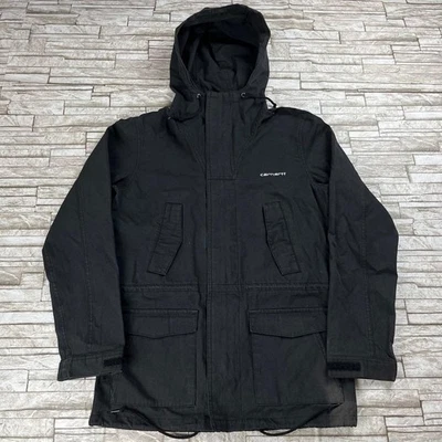 Chaqueta de trabajo de algodón Carhartt en negro descolorido con un acento pa... - Imagen 1 de 4