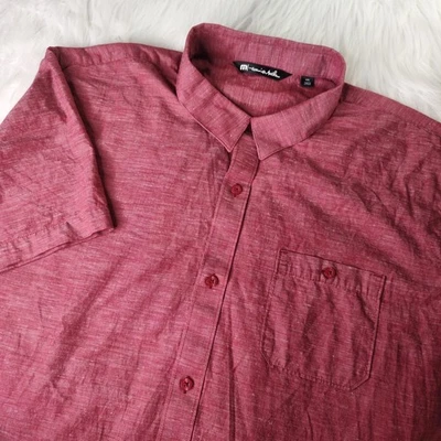 Travis Mathew Golf Button Up Shirt Mens Size XXL Red Striped Short Sleeve Pocket - Image 1 of 4