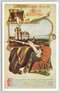 Postal Mensaje del Antiguo País Irlanda Mujer Castillo Bandera - Reproducción - Imagen 1 de 2
