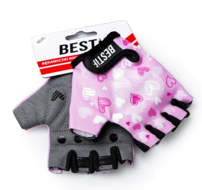 Kinder Fahrradhandschuhe Halbfinger Fahrrad Handschuhe Mädchen Rosa Gr. XXS/XS - Bild 1 von 4