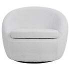 Teddy Velvet 360Swivel Accent Chair Armchair Barrel Chair with Metal Ring White