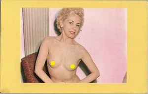 1970's Risque Nude LITHO Photo Postcard Woman Topless - Picture 1 of 4
